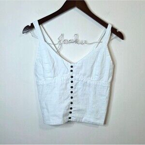 Love Notes White Cropped Sleeveless Top Size Large
